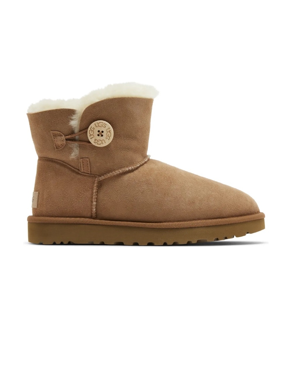 UGG Chestnut Suede Shearling Button Ankle Boots